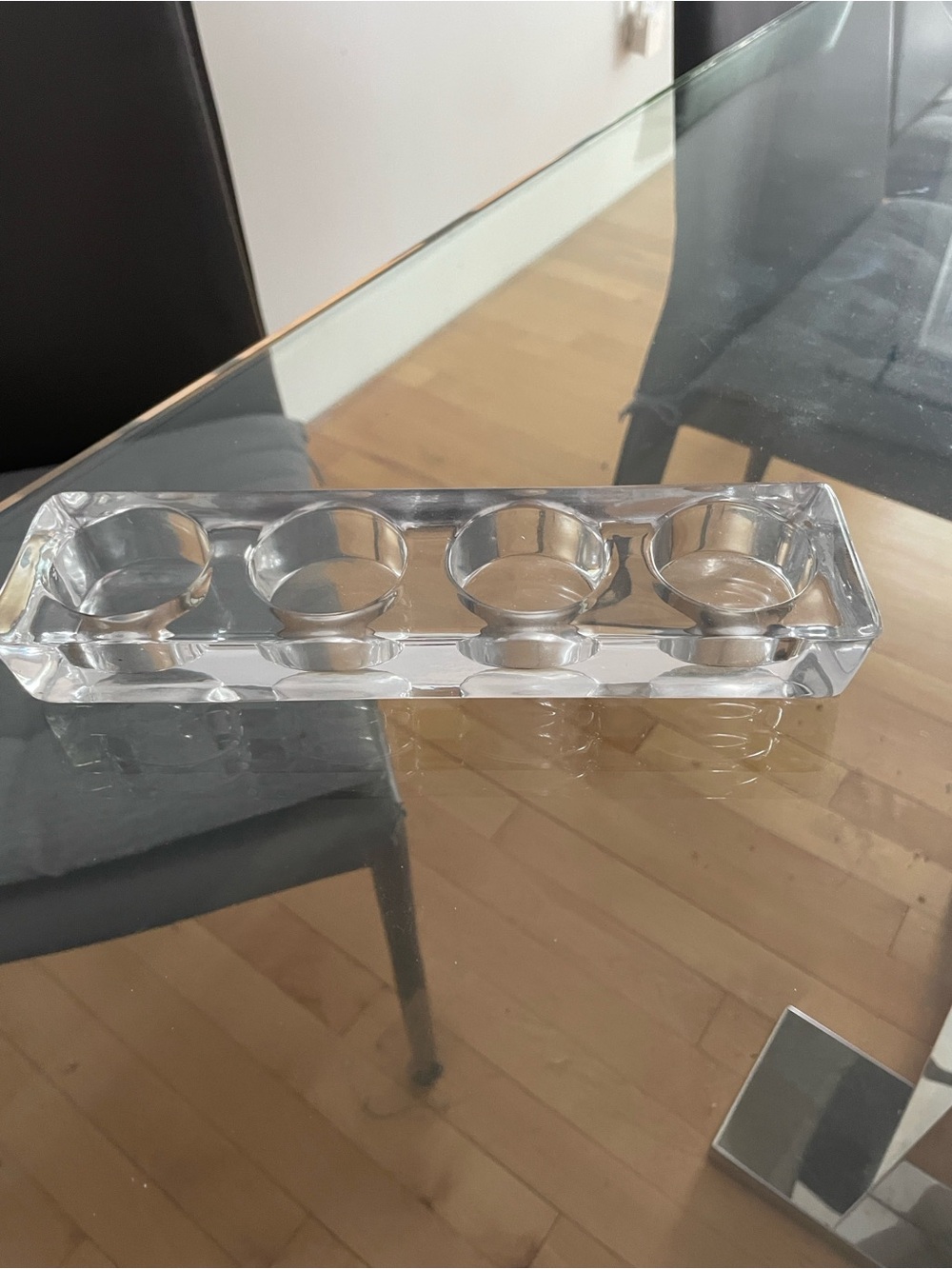 Clear Glass Tea Light Candle Holder - 4 Cup